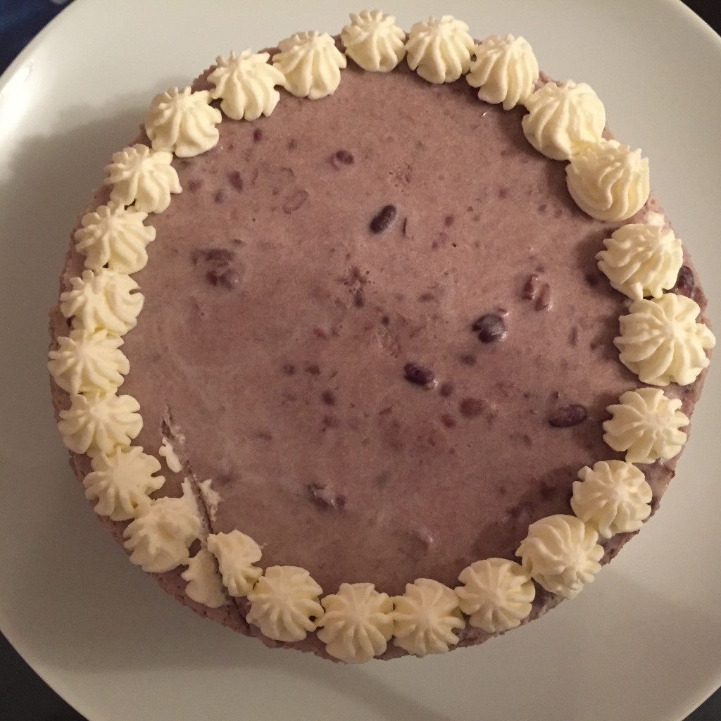 Homemade red bean mousse birthday cake